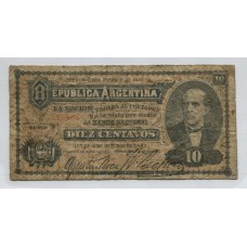 ARGENTINA COL. 002 BILLETE DE $ 0,10 AÑO 1884